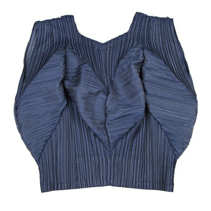 ISSEY MIYAKE Bias Stripe Pleated Patchwork Top Blue Size 2