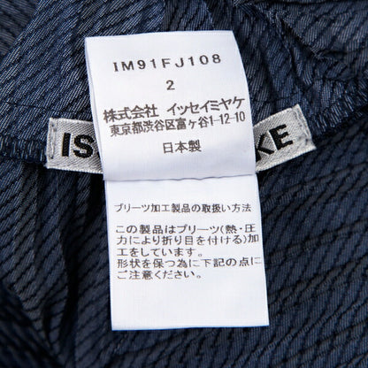 ISSEY MIYAKE Bias Stripe Pleated Patchwork Top Blue Size 2