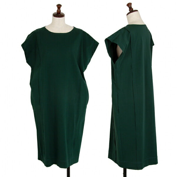 ISSEY MIYAKE Stretch Cotton Patchwork Dark Green Dress Size 2