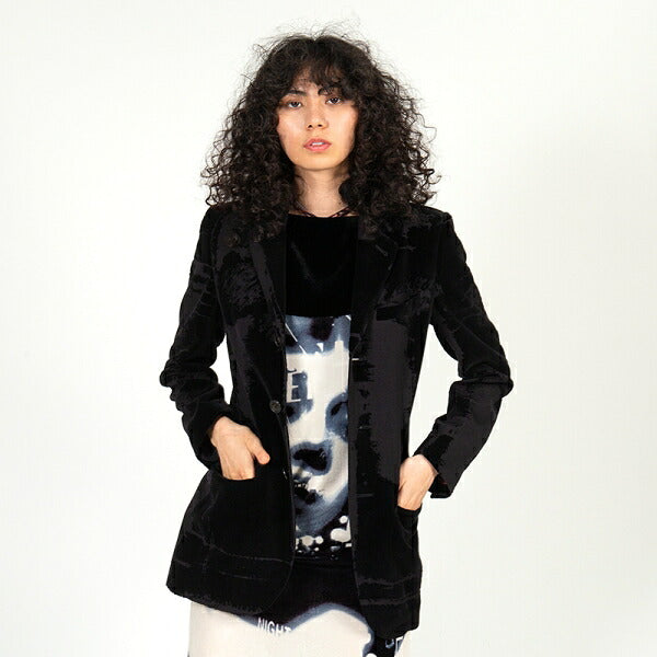 Jean Paul GAULTIER FEMME Flocked Jacket Charcoal Size 40