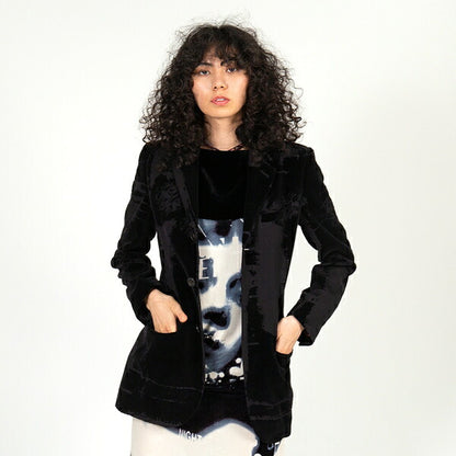 Jean Paul GAULTIER FEMME Flocked Jacket Charcoal Size 40