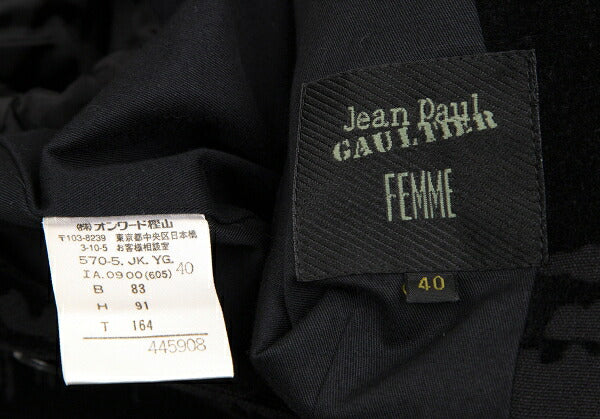 Jean Paul GAULTIER FEMME Flocked Jacket Charcoal Size 40