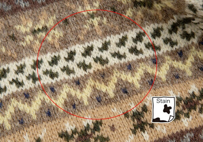 Papas Wool Fair Isle Knit Cardigan Mocha Multi Size M