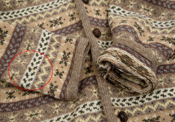 Papas Wool Fair Isle Knit Cardigan Mocha Multi Size M
