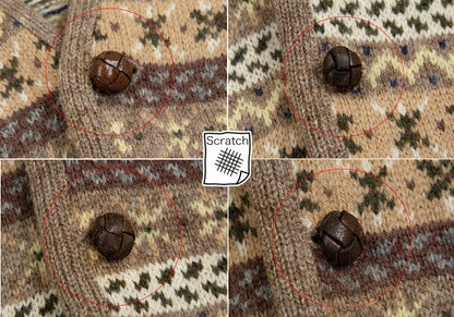 Papas Wool Fair Isle Knit Cardigan Mocha Multi Size M