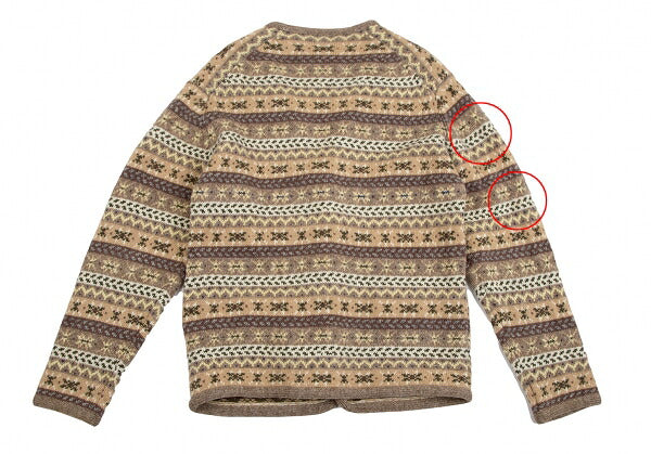 Papas Wool Fair Isle Knit Cardigan Mocha Multi Size M