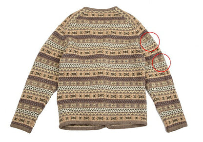 Papas Wool Fair Isle Knit Cardigan Mocha Multi Size M