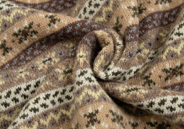 Papas Wool Fair Isle Knit Cardigan Mocha Multi Size M