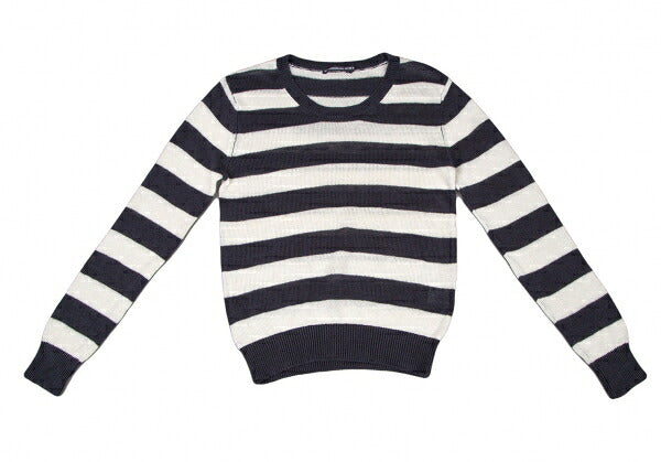 Mademoiselle NON NON Linen Stripe Knit White Navy Size 38M