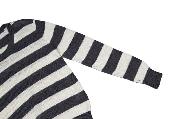 Mademoiselle NON NON Linen Stripe Knit White Navy Size 38M