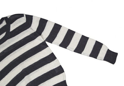 Mademoiselle NON NON Linen Stripe Knit White Navy Size 38M