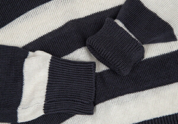 Mademoiselle NON NON Linen Stripe Knit White Navy Size 38M