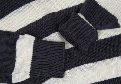 Mademoiselle NON NON Linen Stripe Knit White Navy Size 38M