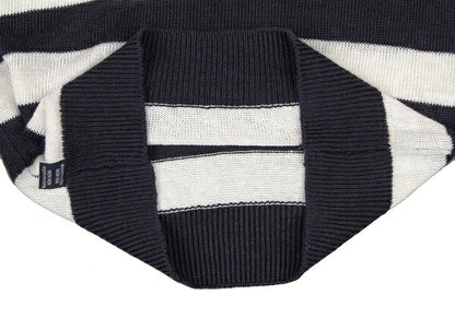 Mademoiselle NON NON Linen Stripe Knit White Navy Size 38M