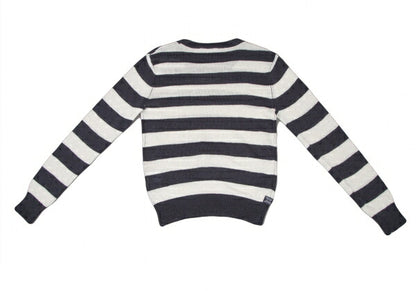 Mademoiselle NON NON Linen Stripe Knit White Navy Size 38M