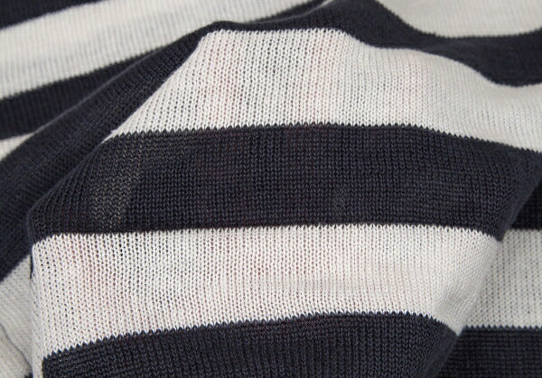 Mademoiselle NON NON Linen Stripe Knit White Navy Size 38M