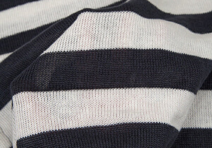 Mademoiselle NON NON Linen Stripe Knit White Navy Size 38M