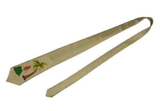 Yohji Yamamoto POUR HOMME Hula Dancer Silk Tie Beige