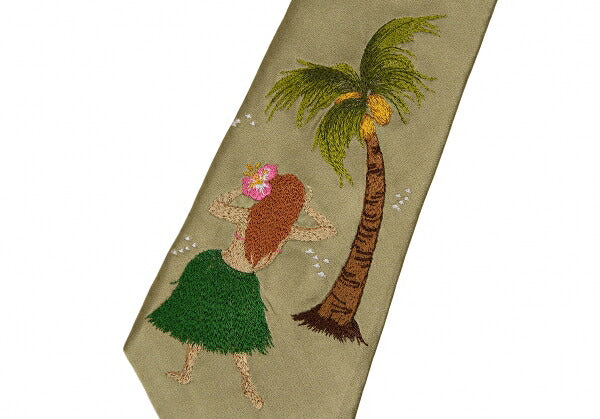 Yohji Yamamoto POUR HOMME Hula Dancer Silk Tie Beige