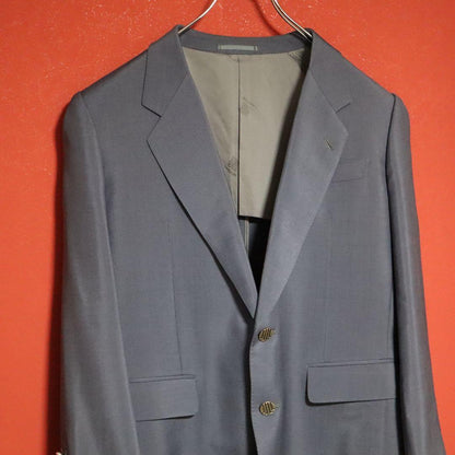 Lanvin Wool Mohair Logo Tailored Suit Jacket Blue Size M
