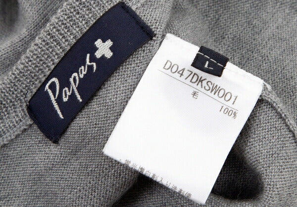 Papas Wool Crewneck Knit Sweater Gray Size L