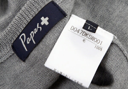 Papas Wool Crewneck Knit Sweater Gray Size L