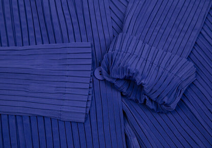 ISSEY MIYAKE Pleated 1-Button Jacket Blue Size 2
