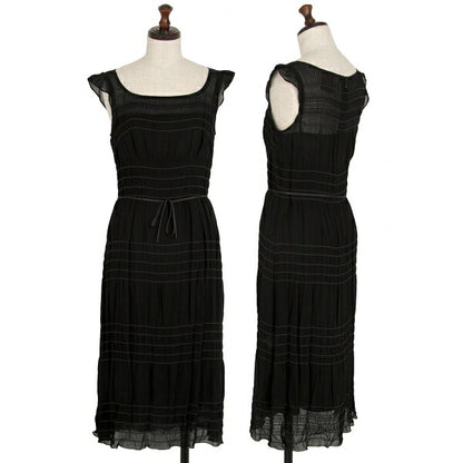 Sybilla Chiffon Border Sleeveless Dress Black Purple Size M