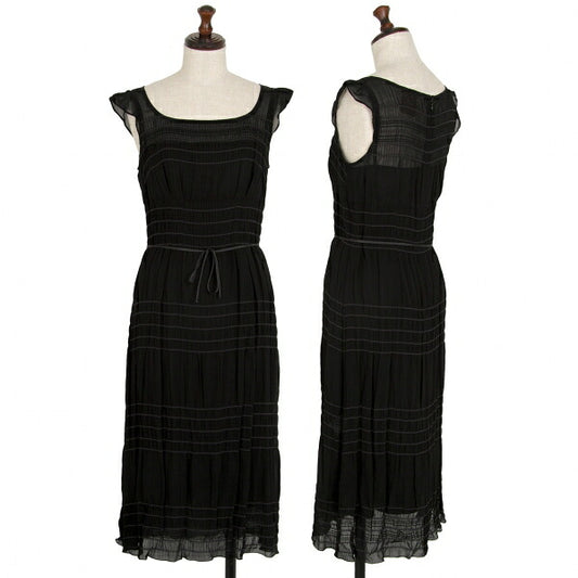 Sybilla Chiffon Border Sleeveless Dress Black Purple Size M