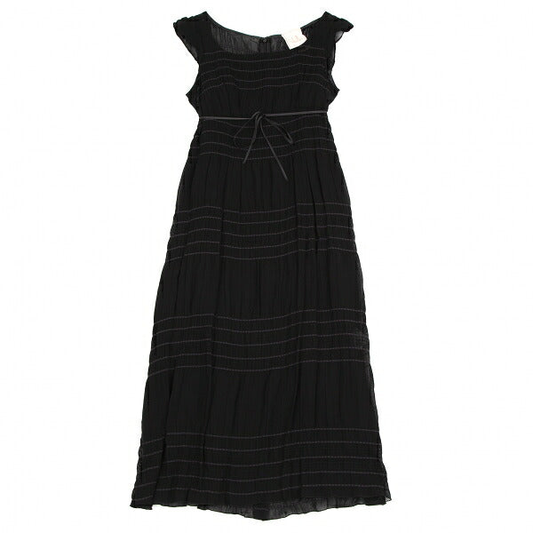 Sybilla Chiffon Border Sleeveless Dress Black Purple Size M