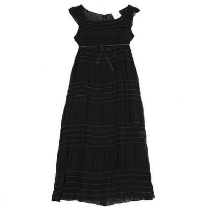 Sybilla Chiffon Border Sleeveless Dress Black Purple Size M