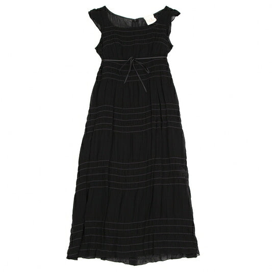 Sybilla Chiffon Border Sleeveless Dress Black Purple Size M