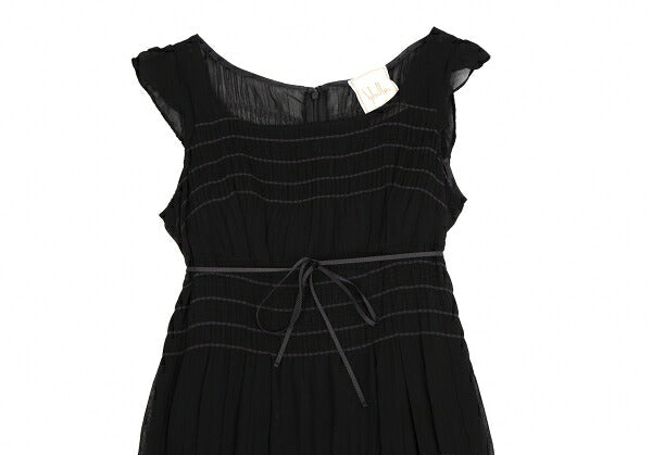 Sybilla Chiffon Border Sleeveless Dress Black Purple Size M
