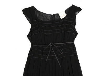 Sybilla Chiffon Border Sleeveless Dress Black Purple Size M