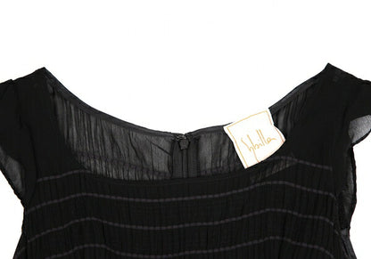 Sybilla Chiffon Border Sleeveless Dress Black Purple Size M