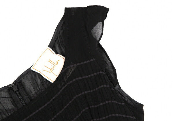 Sybilla Chiffon Border Sleeveless Dress Black Purple Size M
