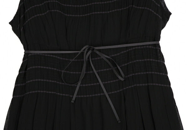 Sybilla Chiffon Border Sleeveless Dress Black Purple Size M