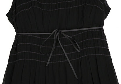 Sybilla Chiffon Border Sleeveless Dress Black Purple Size M