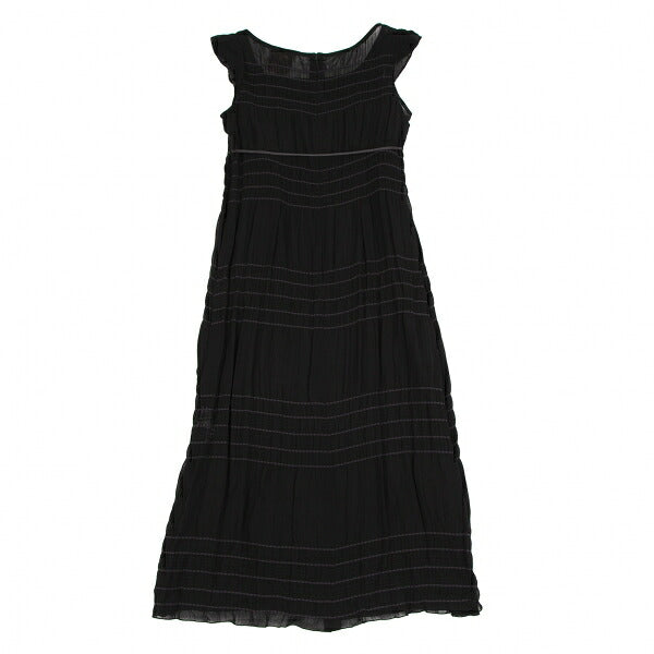 Sybilla Chiffon Border Sleeveless Dress Black Purple Size M
