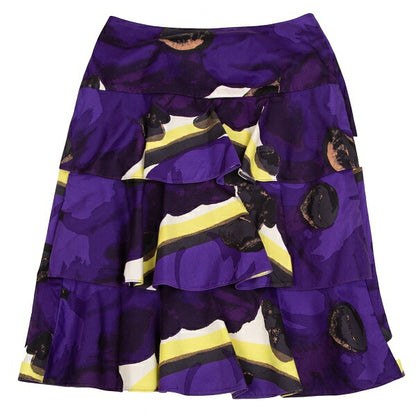 MARNI Floral Print Tiered Skirt Purple Size 38