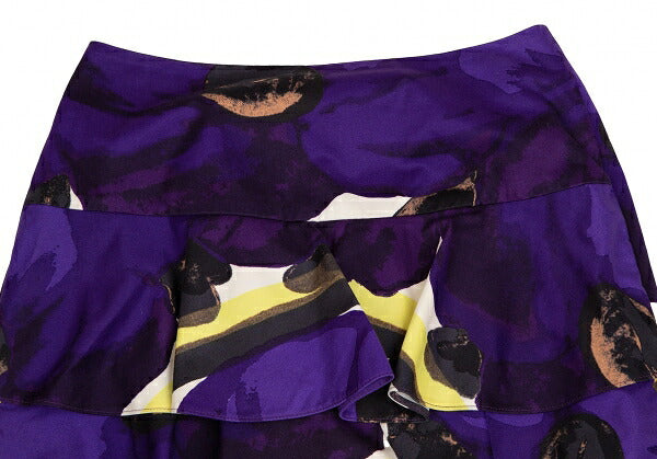 MARNI Floral Print Tiered Skirt Purple Size 38