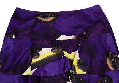 MARNI Floral Print Tiered Skirt Purple Size 38