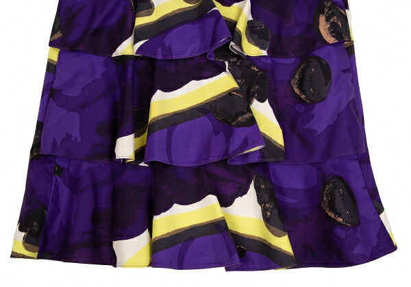 MARNI Floral Print Tiered Skirt Purple Size 38