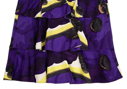MARNI Floral Print Tiered Skirt Purple Size 38