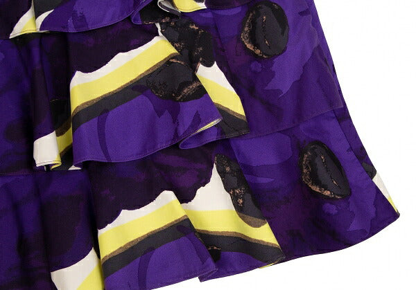 MARNI Floral Print Tiered Skirt Purple Size 38