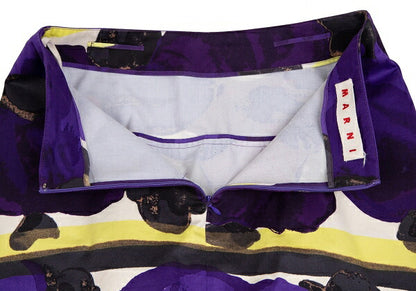 MARNI Floral Print Tiered Skirt Purple Size 38