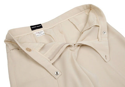 GIORGIO ARMANI Panel Relaxed Rayon Pants Beige Size M