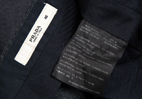 PRADA Wool Nylon Panel Design Pants Navy Size 46