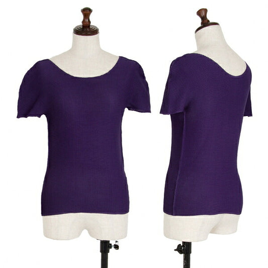 ISSEY MIYAKE me Stretch Pleated French T-Shirt Purple Size F