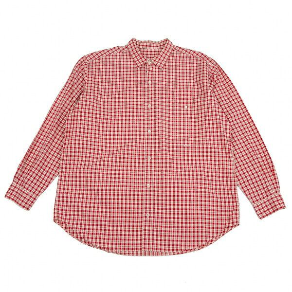 Papas Red Ivory Cotton Check Long Sleeve Shirt Size L